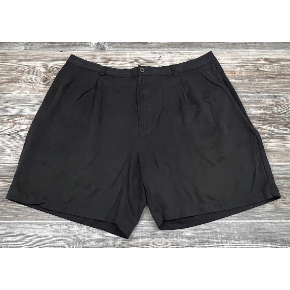 Tommy Bahama Dress Shorts Men's 40 Black 100% Silk Lightweight Pleated Front